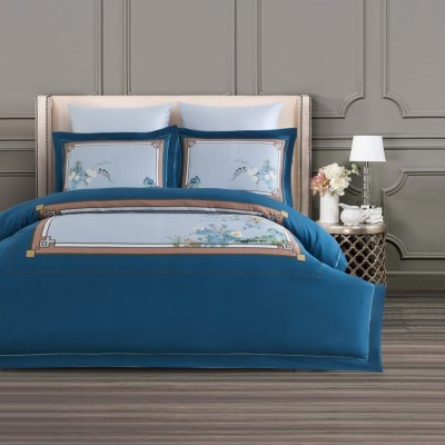 Постельное белье Arya Diamond сатин 2 Сп. 200x220 Siena Синий, коричневый