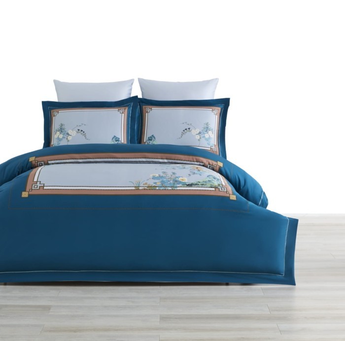 Постельное белье Arya Diamond сатин 2 Сп. 200x220 Siena Синий, коричневый