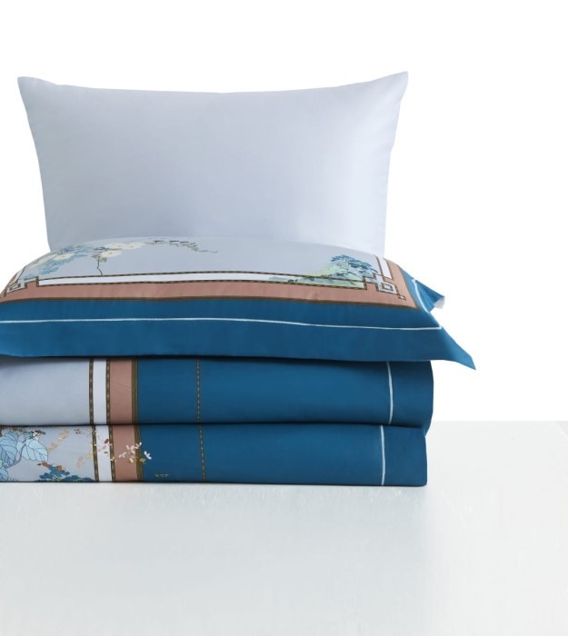 Постельное белье Arya Diamond сатин 2 Сп. 200x220 Siena Синий, коричневый