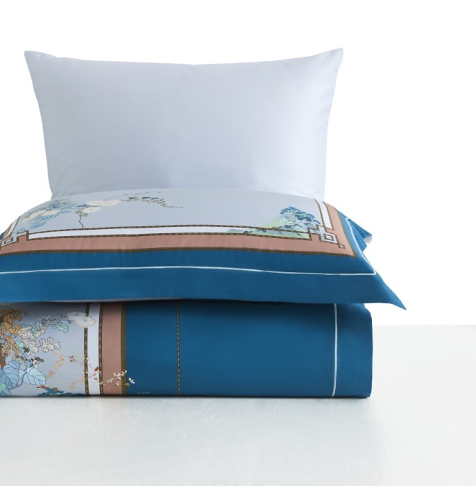 Постельное белье Arya Diamond сатин 2 Сп. 200x220 Siena Синий, коричневый