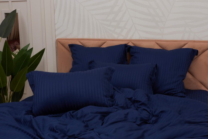 Моне (синий) страйп сатин 7Е