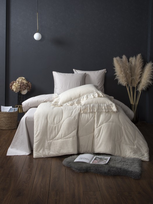 Комплекты для сна Solid Linen Satin (натуральный бежевый) Евро