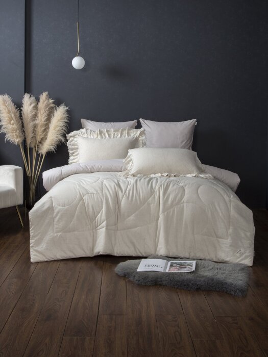 Комплекты для сна Solid Linen Satin (натуральный бежевый) Евро