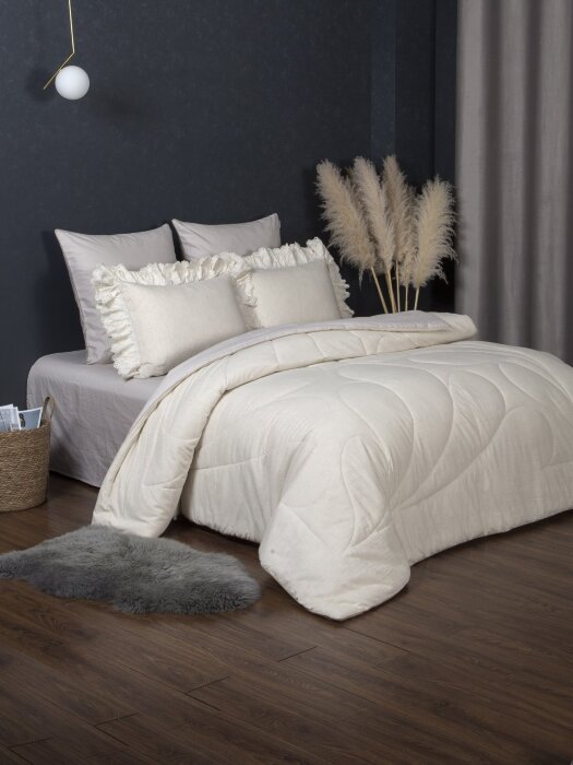 Комплекты для сна Solid Linen Satin (натуральный бежевый) Евро
