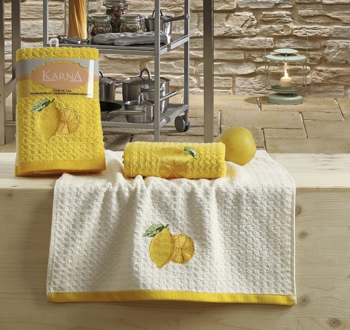 Кухонные полотенца махровые "KARNA" LEMON 45x65 1/2 Желтый V1