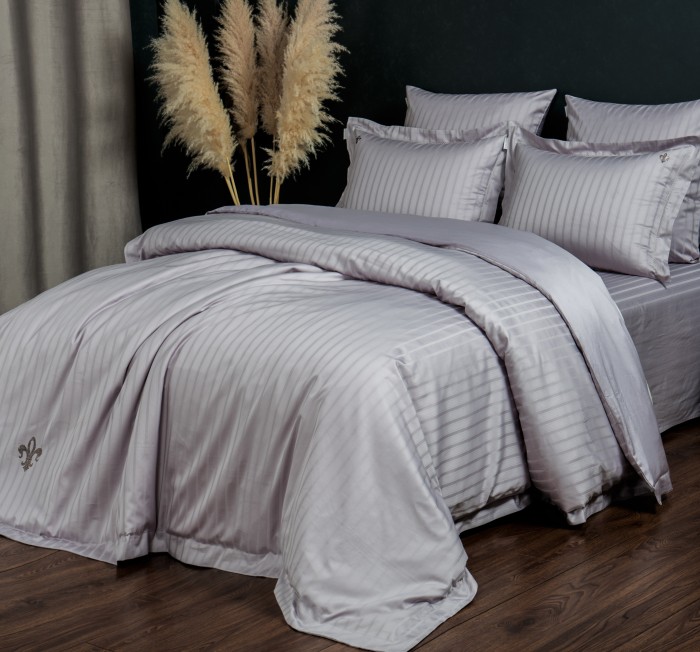 Комплекты постельного белья Stripe Le-Man (платина лаванда) Евро