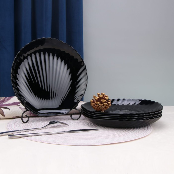 Набор глубоких тарелок Arya из опалового стекла 6 ед Shell Черный