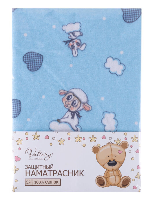 Наматрасник аквастоп фланель "Барашки на голубом"  