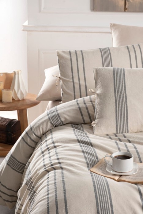 Постельное белье Arya Yarn Dyed 200x220 Norah Серый