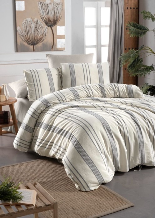 Постельное белье Arya Yarn Dyed 200x220 Norah Серый