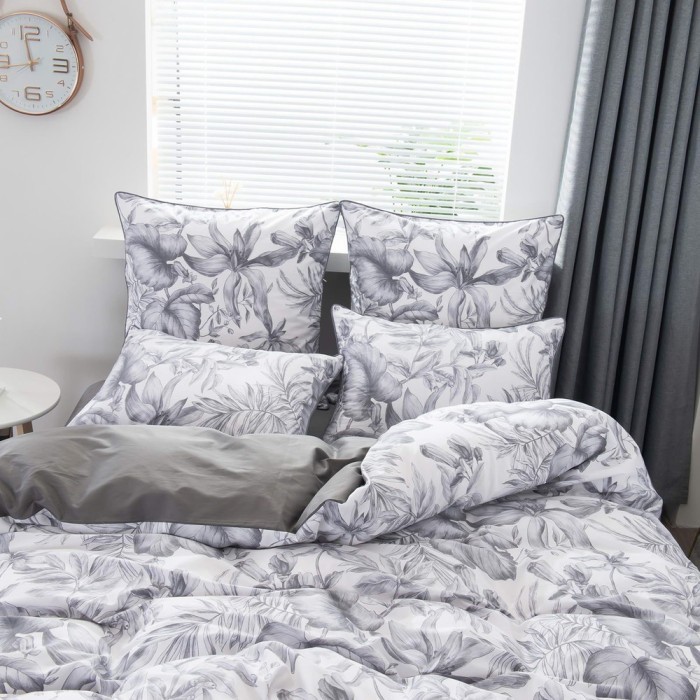 Габби (серая) Комплект постельного белья сатин Евро 4н