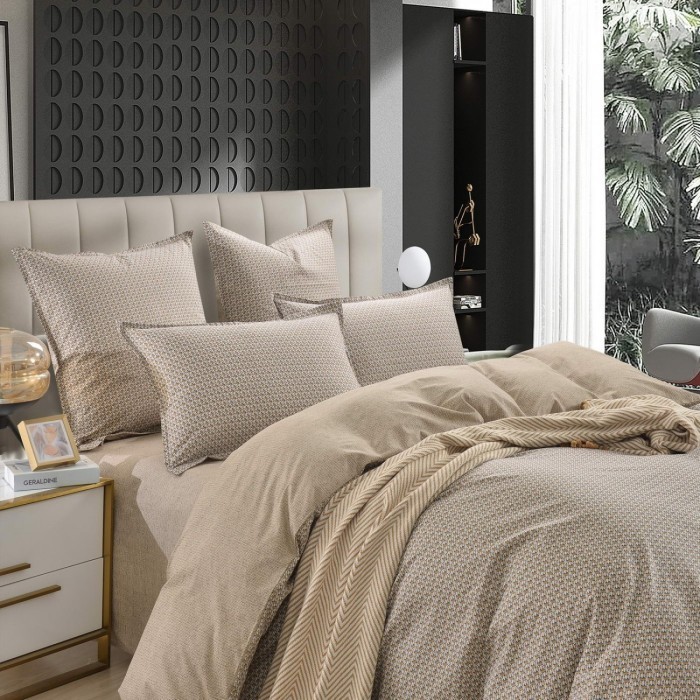 Ахиллес (беж) Комплект постельного белья Сатин 2х