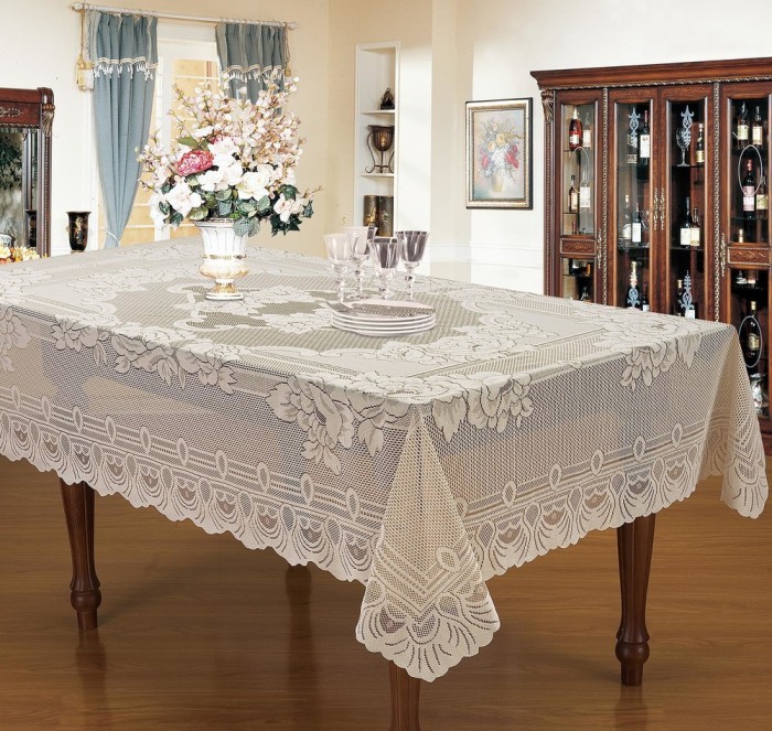 Леонтия (белая) Скатерть Кружево 180х360
