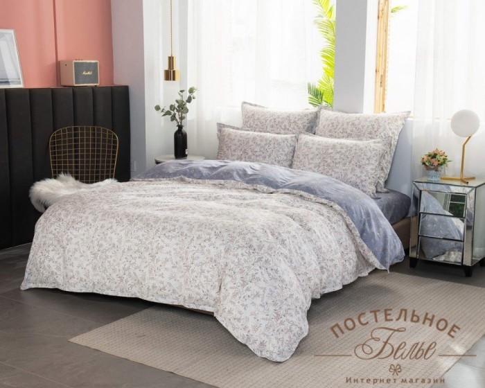 Валентина кремовый Комплект постельного белья сатин Евро 4н