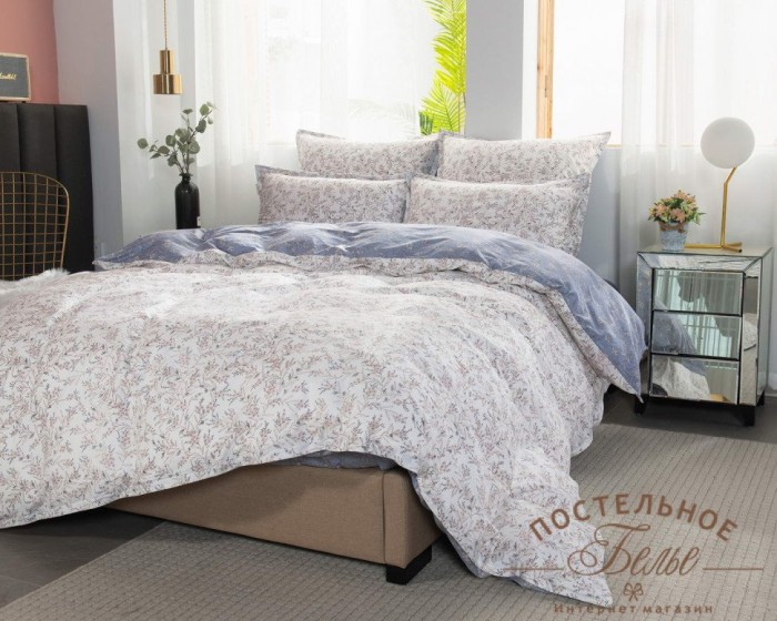 Валентина кремовый Комплект постельного белья сатин Евро 4н