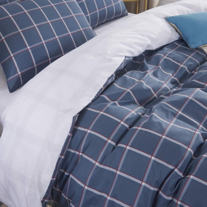 Джереми (синий) Комплект постельного белья сатин Евро 4н