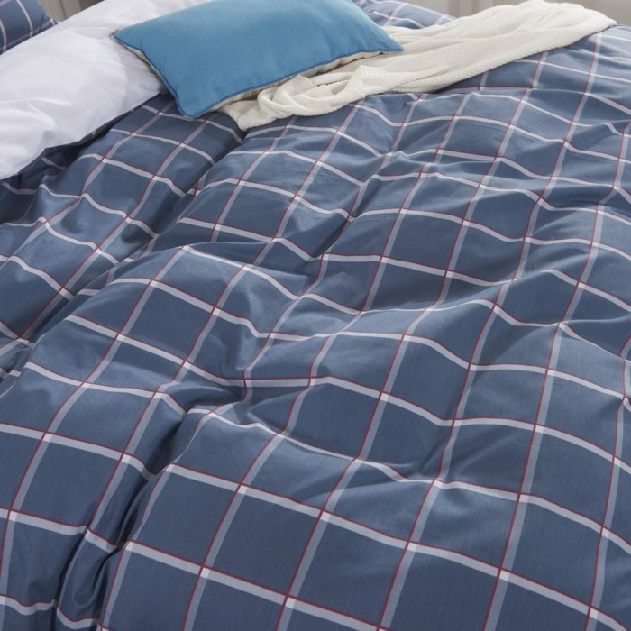 Джереми (синий) Комплект постельного белья сатин Евро 4н