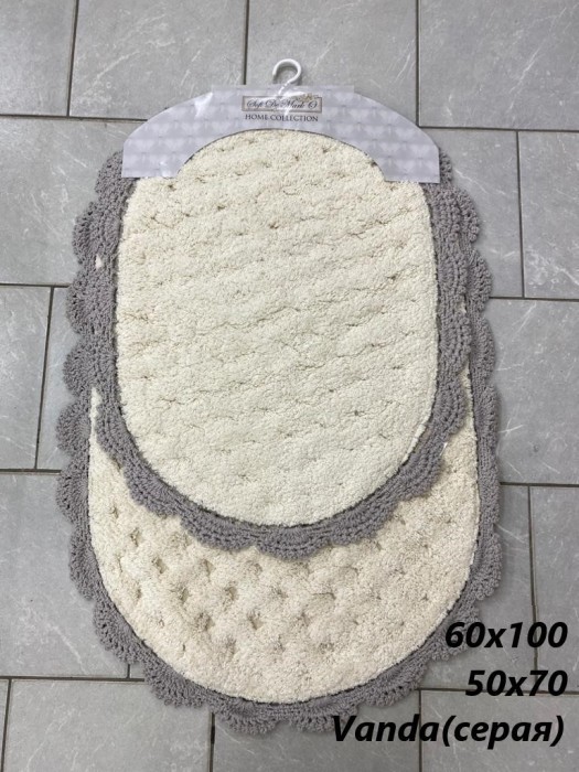 VANDA (серая) Набор ков. для ванной кружевной 60х100 и 50х70
