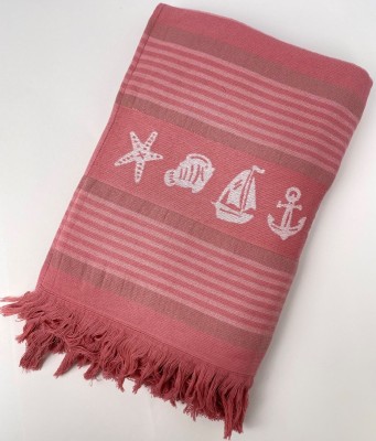 Пештемаль Белые якоря коралловый 70x140
