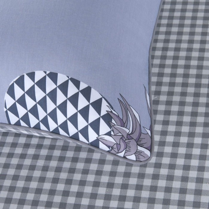 Тропики (серый) Комплект постельного белья сатин Евро 4н