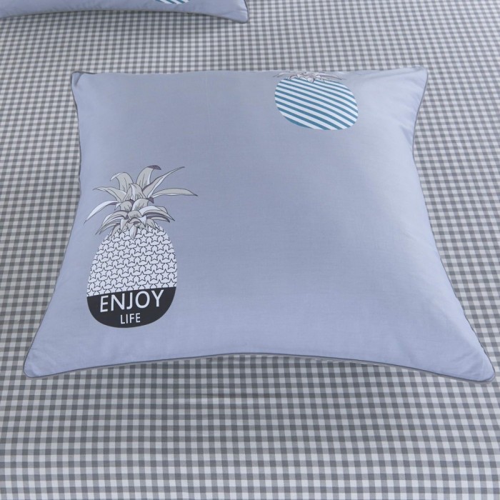 Тропики (серый) Комплект постельного белья сатин Евро 4н