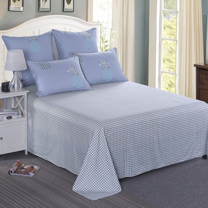 Тропики (серый) Комплект постельного белья сатин Евро 4н