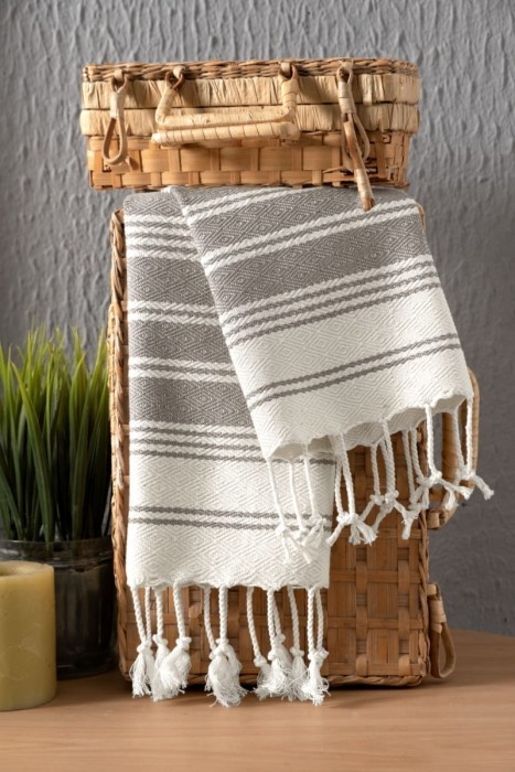 Набор полотенeц Arya с Бахромой 2 ед Diamond Коричневый