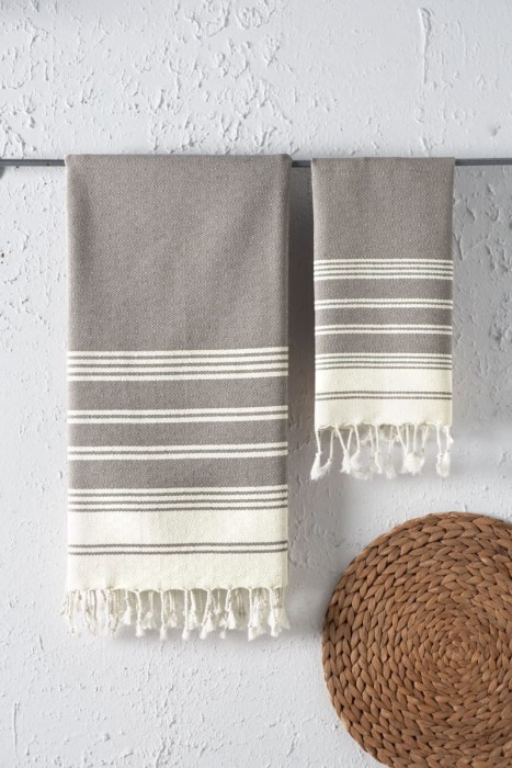 Набор полотенeц Arya с Бахромой 2 ед Diamond Коричневый