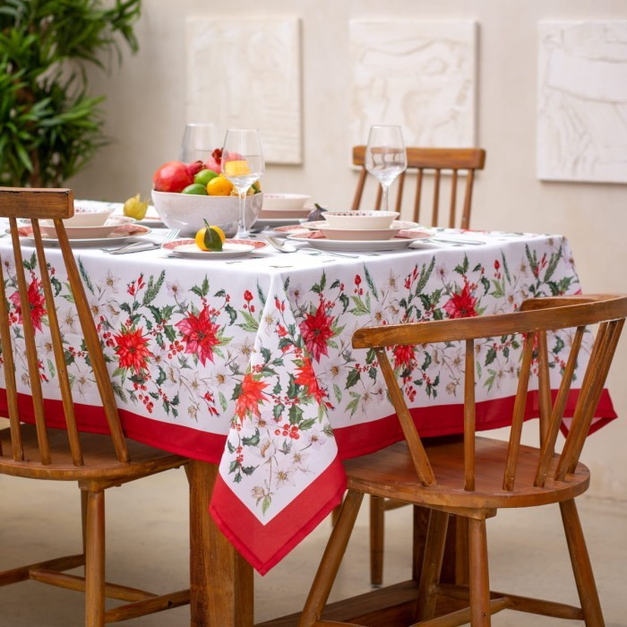 Скатерть Arya с принтом Fleur Белый, красный