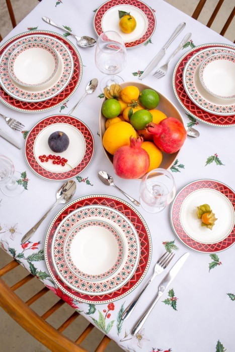 Скатерть Arya с принтом Fleur Белый, красный