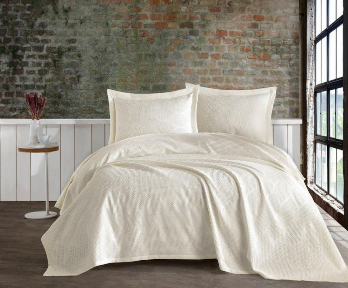 Покрывала Турция Ecru_nav-220x240+2 наволочки (50х70)