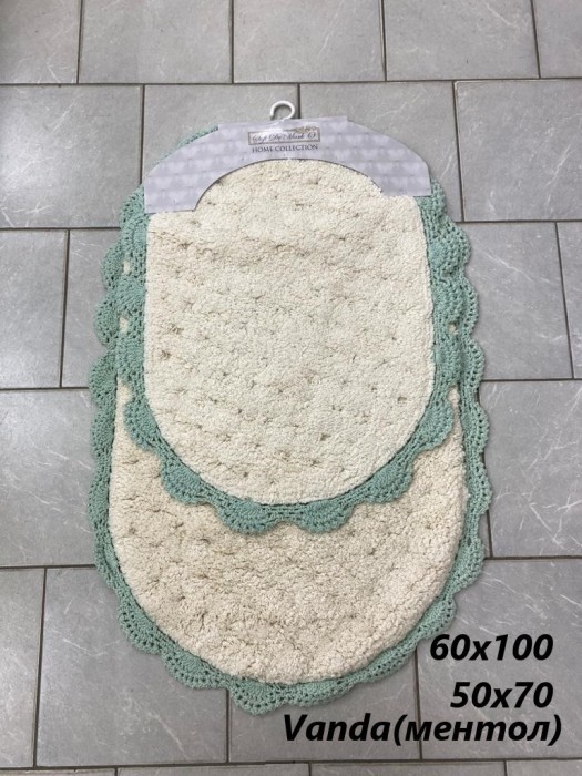VANDA (ментол) Набор ков. для ванной кружевной 60х100 и 50х70