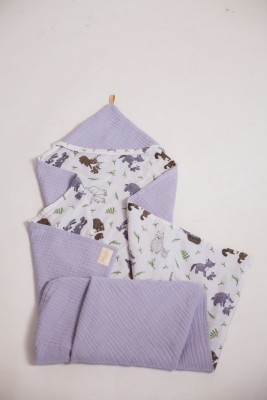 Полотенце-уголок муслин сиреневый (Семья) 100х100