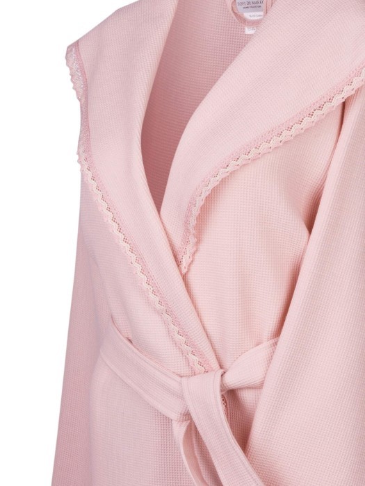 Селеста (розовый) XL Халат вафельный с капюшоном