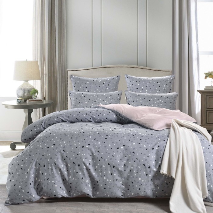 Гелия (серая) Комплект постельного белья сатин Евро 4н