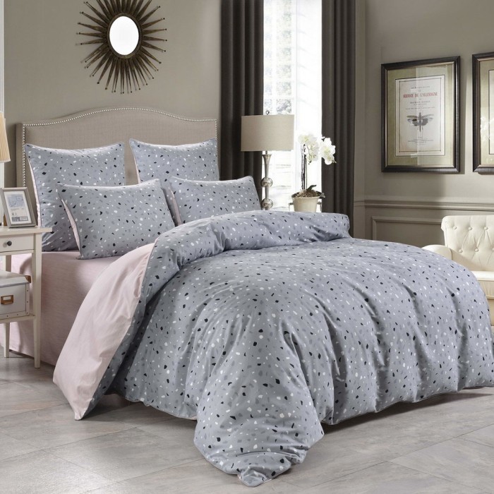 Гелия (серая) Комплект постельного белья сатин Евро 4н