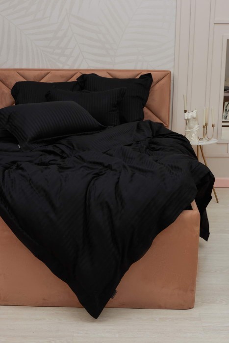 Моне (черный) страйп сатин Евро 4н