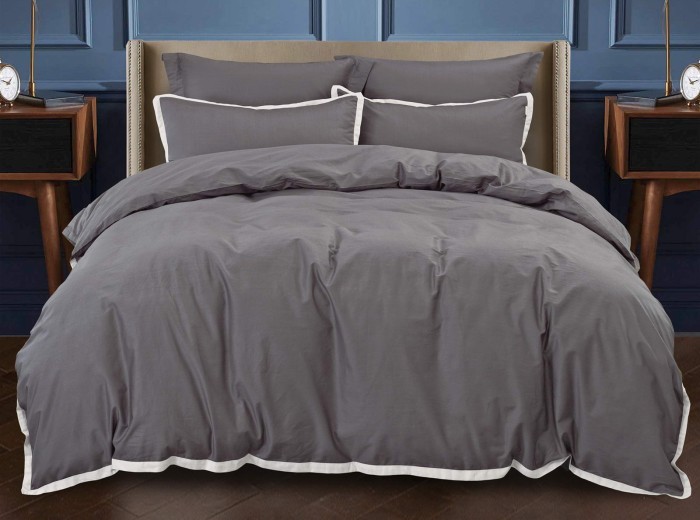 Джоконда (серая) Евро Комплект постельного белья сатин