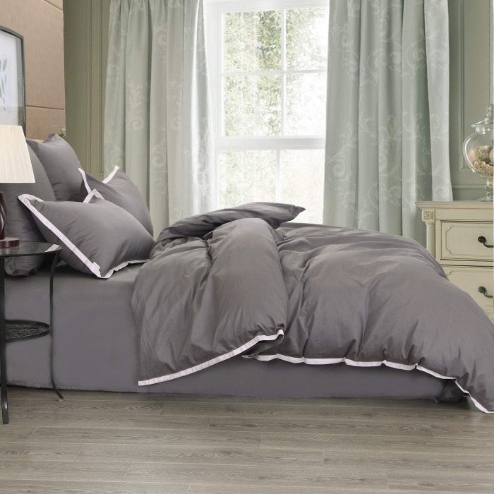 Джоконда (серая) Евро Комплект постельного белья сатин