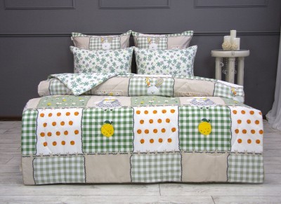 Постельный набор Брунильда (мята) Print Cotton полуторное