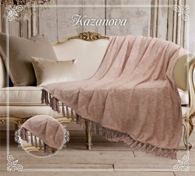Плед Казанова Плед &quot;Феличе&quot; розовая пудра жаккард/кисточки 160х210 SR56-268-1.6