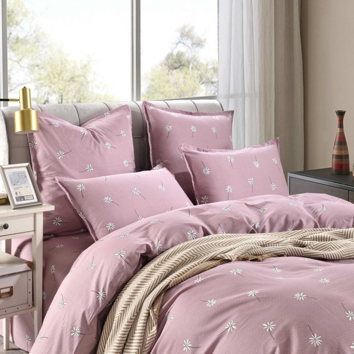 Тина (розовая) Комплект постельного белья сатин Евро 4н