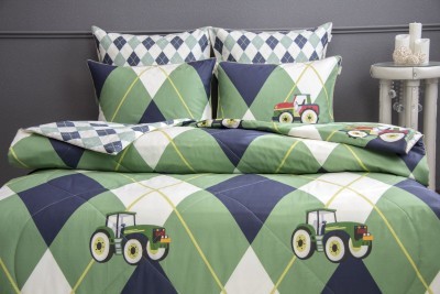 Постельный набор Вилликар (изумруд индиго жемчуг) Print Cotton полуторное