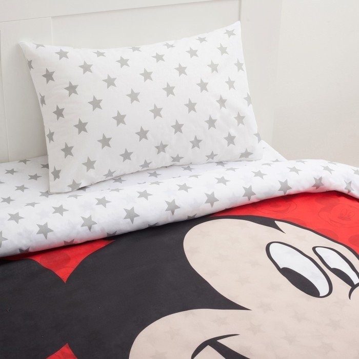 Детское постельное бельё  "Микки Маус" V1 красный 143х215 см, 150х214 см, 50х70 см -1 шт., поплин 125 г/м2