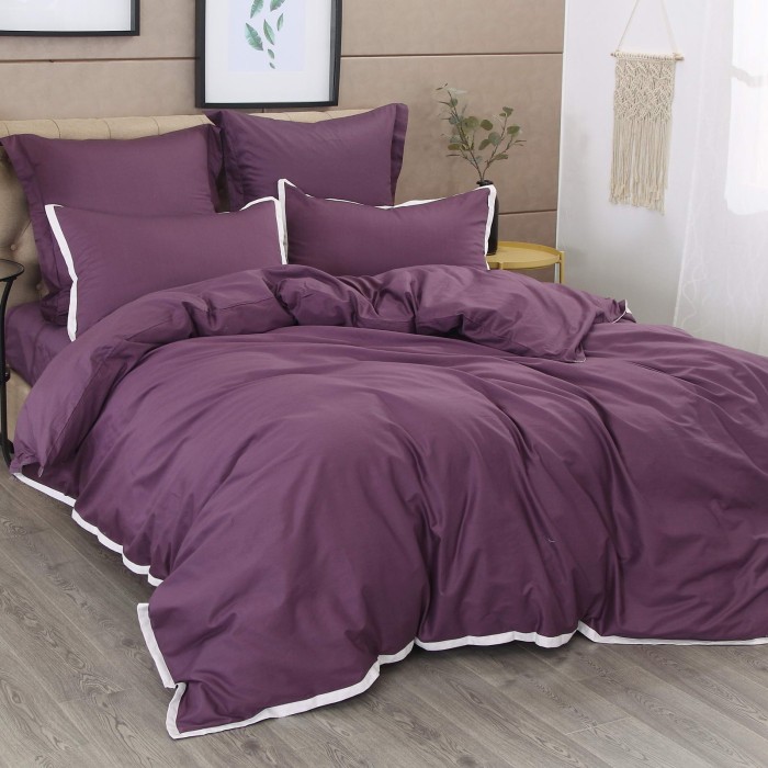 Джоконда (темно фиолет) Евро Комплект постельного белья сатин