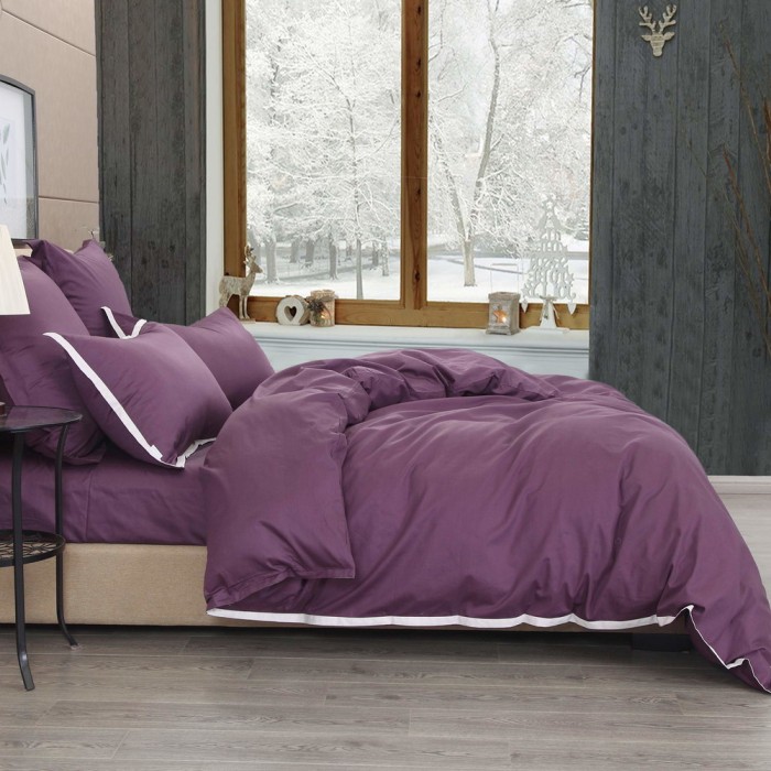 Джоконда (темно фиолет) Евро Комплект постельного белья сатин
