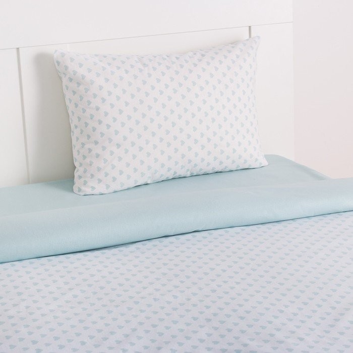 Постельное бельё «Этель» 1,5 сп Голубые сердечки 143х215 см, 150х214 см, 50х70 см -1 шт, 100% хл, бязь