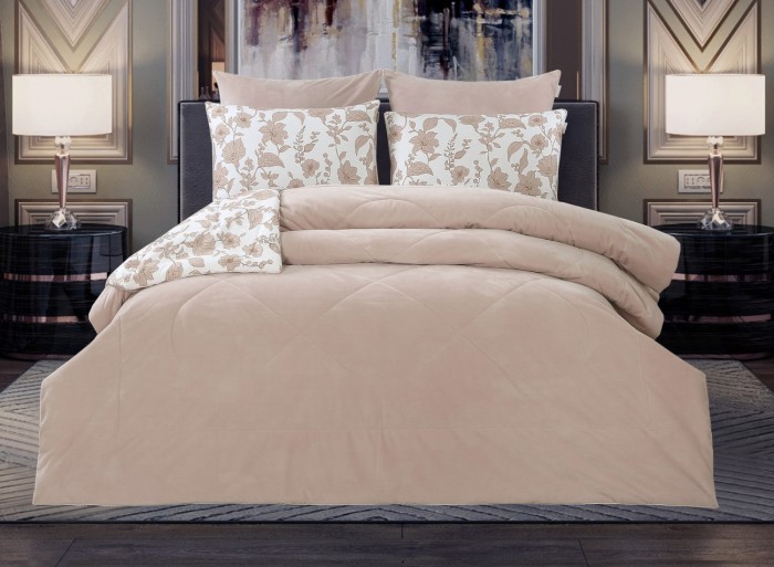 Постельный набор евро Миранда пудровый жемчуг ABC Cotton