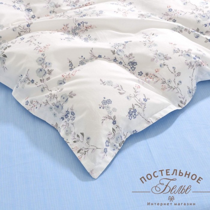 Эйва голубой Комплект постельного белья сатин Евро 4н