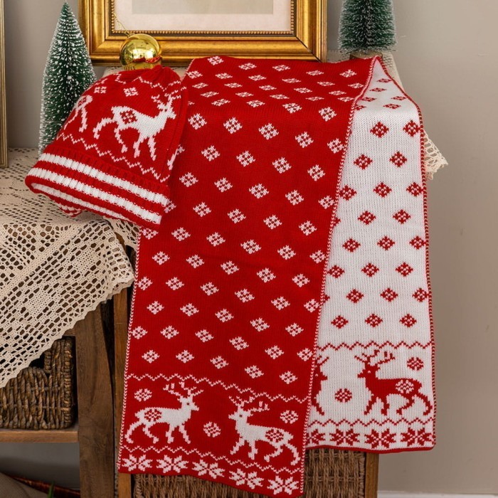 Комплект шапкa с шарфом Arya Warm Красный, белый